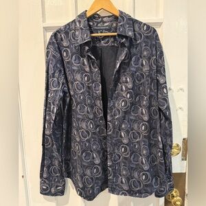 French Connection Blue Patterned Shirt Jacket